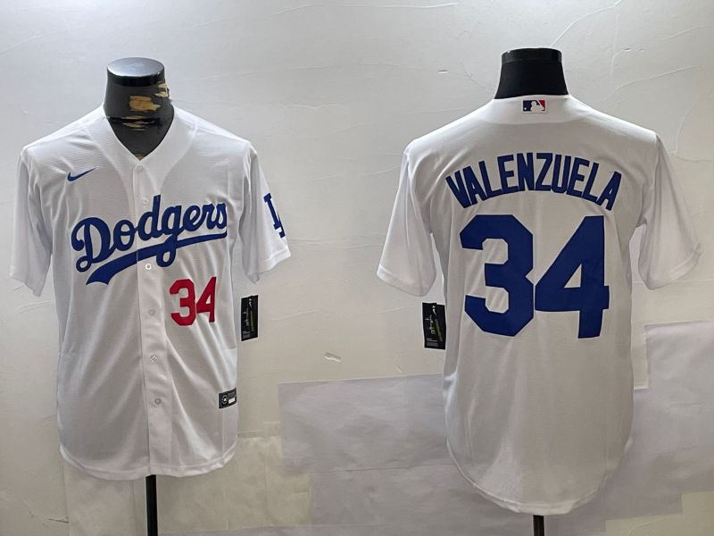 Men Los Angeles Dodgers #34 Valenzuela White Game 2024 Nike MLB Jersey style 11202->los angeles dodgers->MLB Jersey